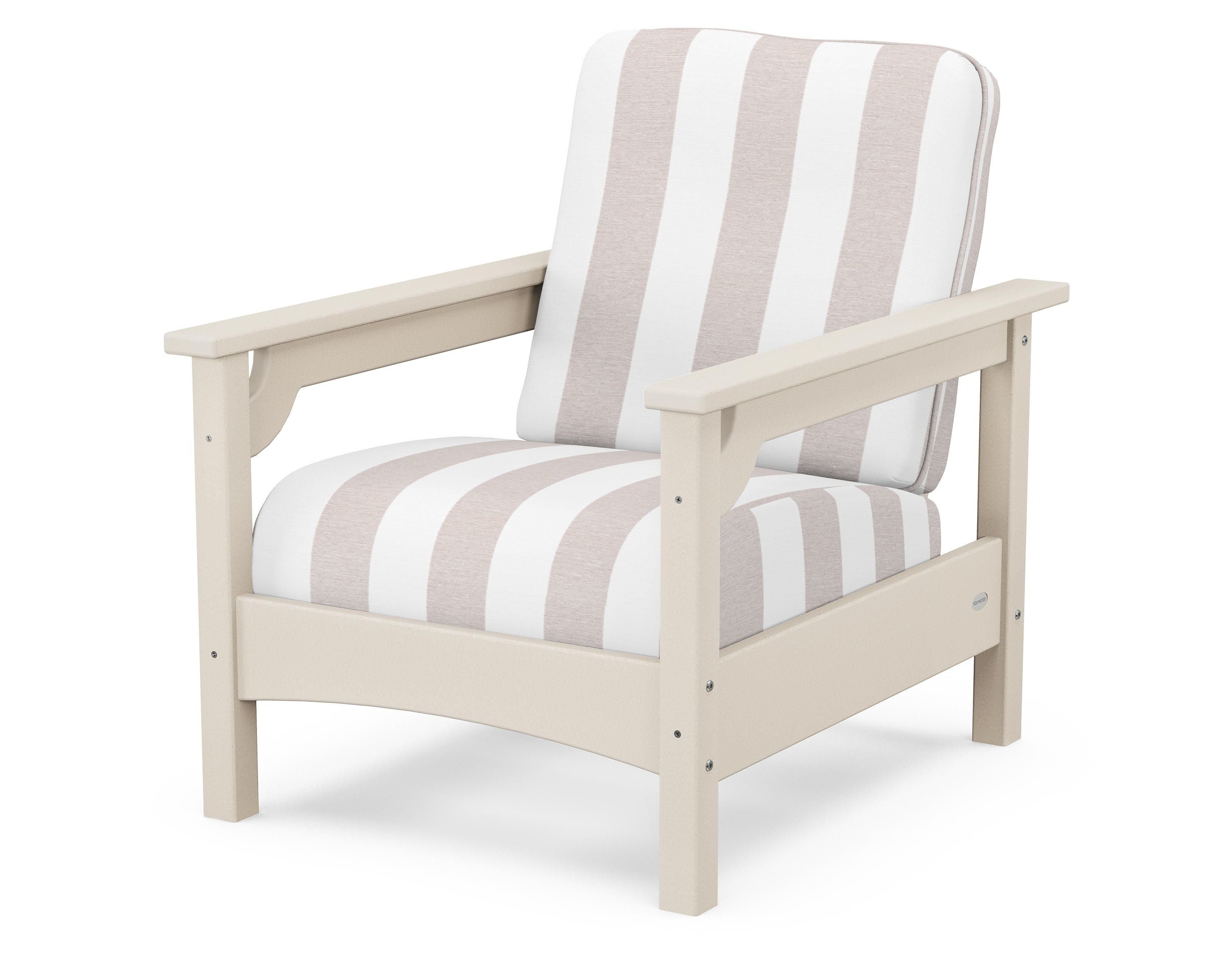 POLYWOOD® Club Chair in Sand / Cabana Stripe Dune Burlap