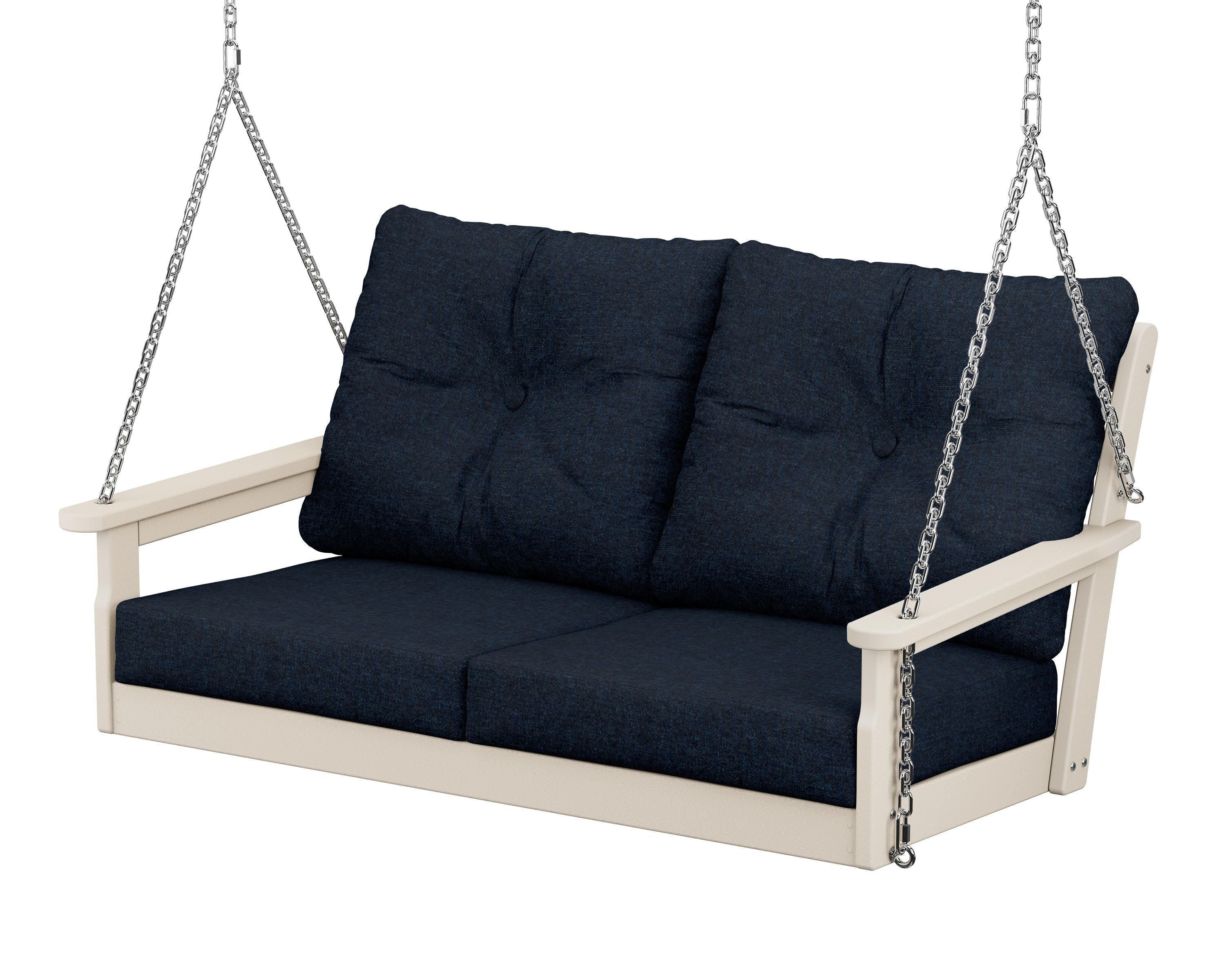 POLYWOOD® Vineyard Deep Seating Swing in Sand / Marine Indigo