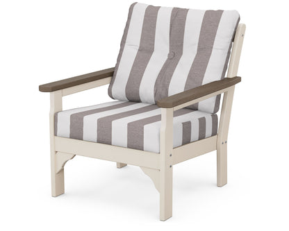 POLYWOOD® Vineyard Deep Seating Chair in Sand / Kona / Cabana Stripe Grey Mist