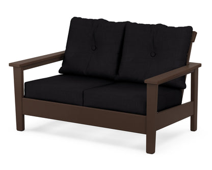 POLYWOOD® Prescott Deep Seating Loveseat in Mahogany / Midnight Linen