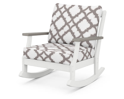 POLYWOOD® Braxton Deep Seating Rocking Chair in White / Driftwood / Trellis Grey Mist