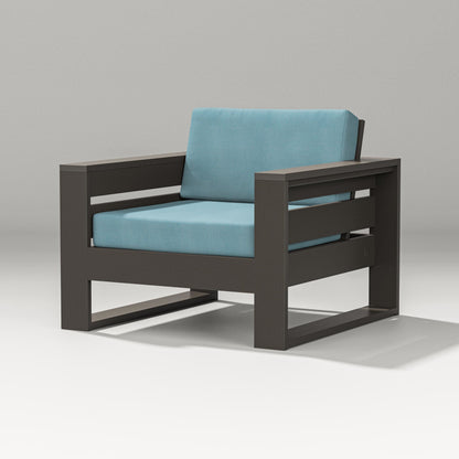 PW Designer Series Latitude Lounge Chair in Vintage Coffee / Lattice Sky Blue