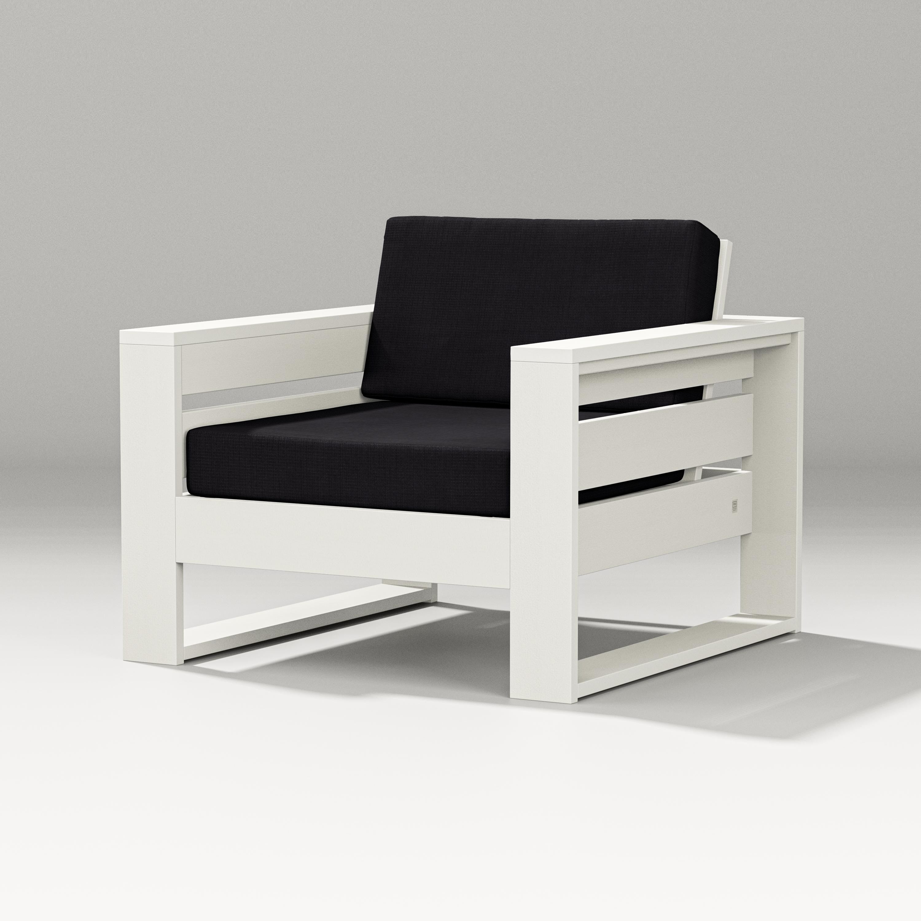 PW Designer Series Latitude Lounge Chair in Vintage White / Midnight Linen