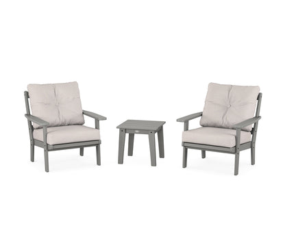 POLYWOOD® Oxford 3-Piece Deep Seating Set in Slate Grey / Dune Burlap