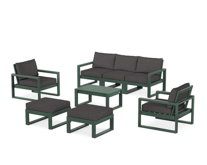 POLYWOOD® EDGE Sectional 8-Piece Lounge Sofa Set in Green / Ash Charcoal
