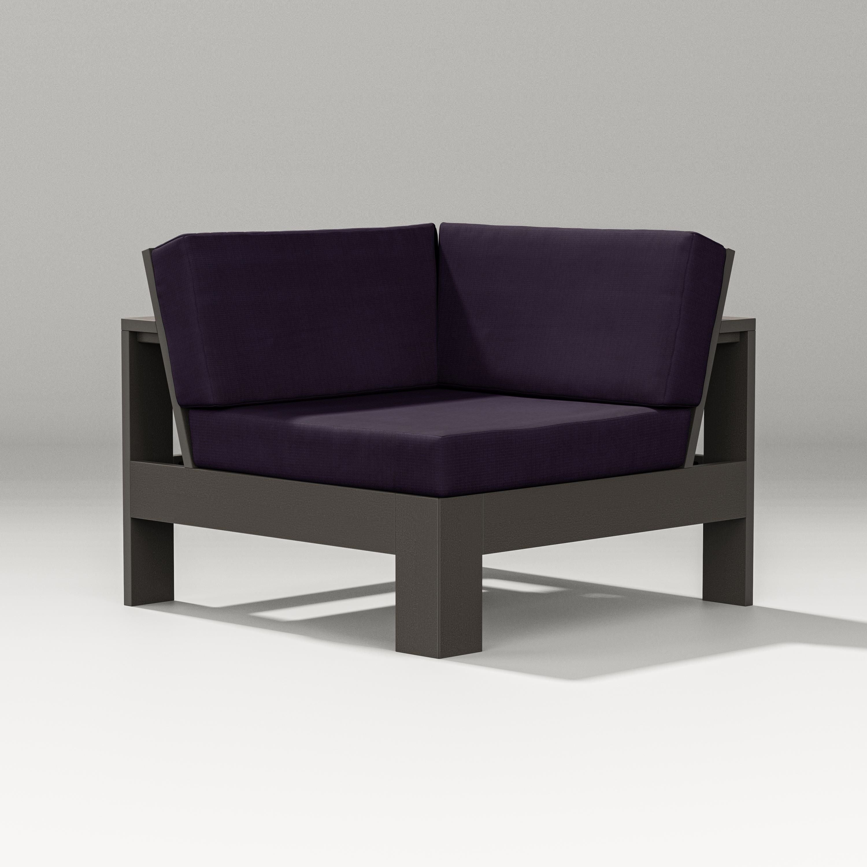PW Designer Series Latitude Modular Corner Chair in Vintage Coffee / Navy Linen
