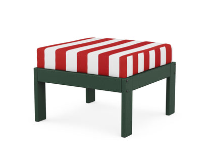 POLYWOOD® Vineyard Modular Ottoman in Green / Cabana Stripe Crimson