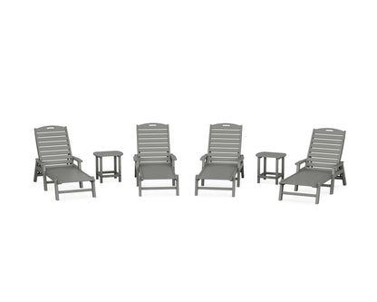 POLYWOOD® Nautical Chaise 6-Piece Set with Arms in Slate Grey