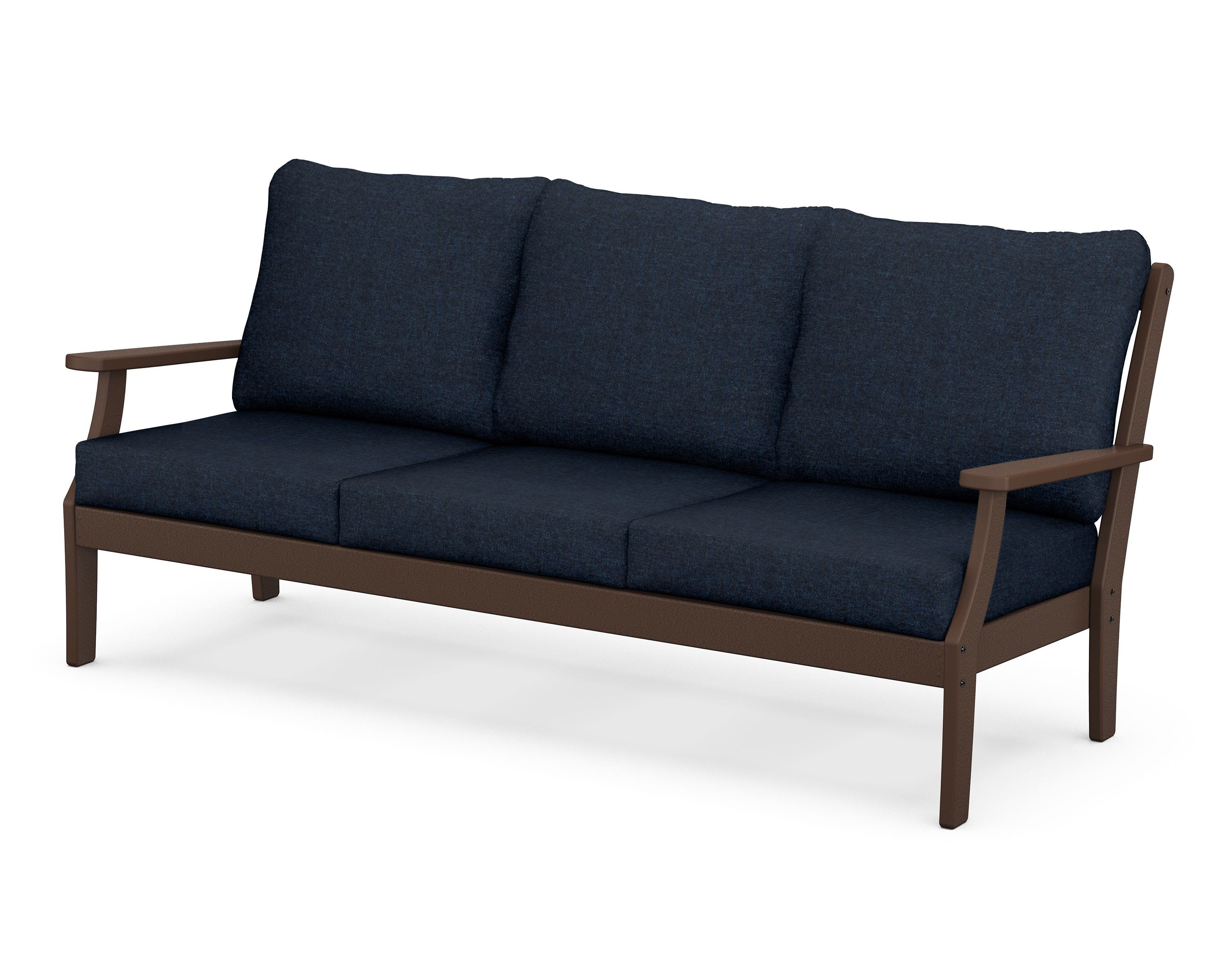 POLYWOOD® Braxton Deep Seating Sofa in Mahogany / Marine Indigo
