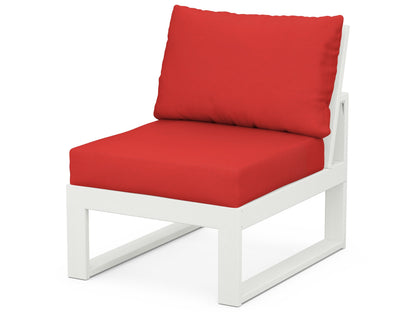Unbranded Modular Armless Chair in Vintage White / Crimson Linen