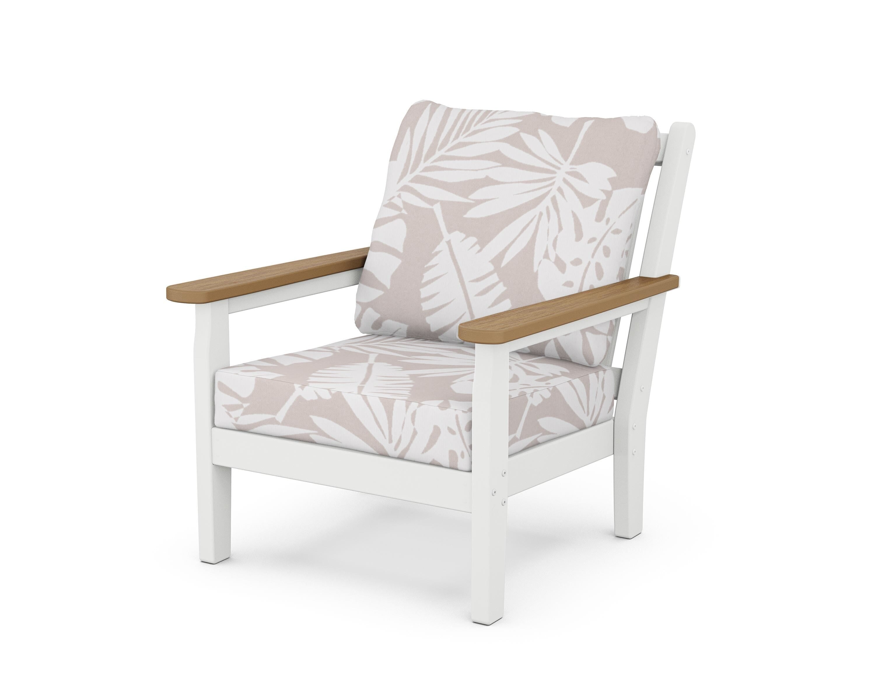 POLYWOOD® Chippendale Deep Seating Chair in White / Natural / Leaf Dune Burlap