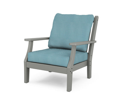 Country Living Wovendale Deep Seating Chair in Slate Grey / Lattice Sky Blue