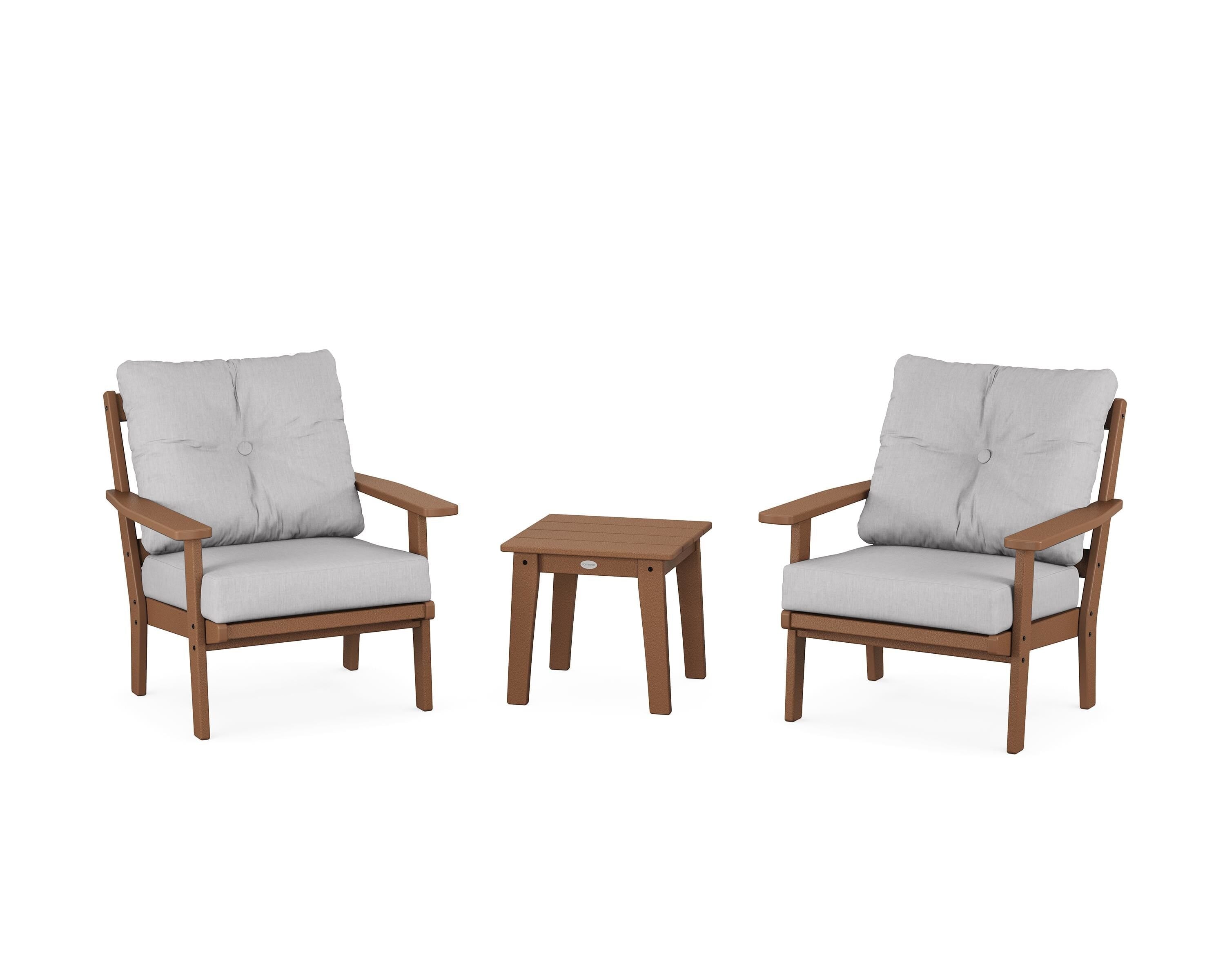 POLYWOOD® Oxford 3-Piece Deep Seating Set in Teak / Granite