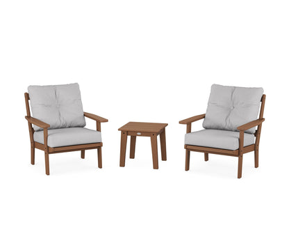 POLYWOOD® Oxford 3-Piece Deep Seating Set in Teak / Granite
