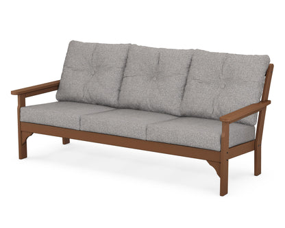 POLYWOOD® Vineyard Deep Seating Sofa in Teak / Grey Mist