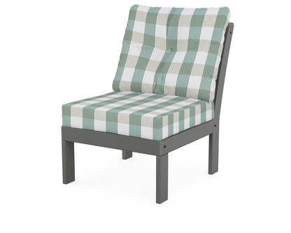 POLYWOOD® Vineyard Modular Armless Chair in Slate Grey / Buffalo Plaid Glacier Spa
