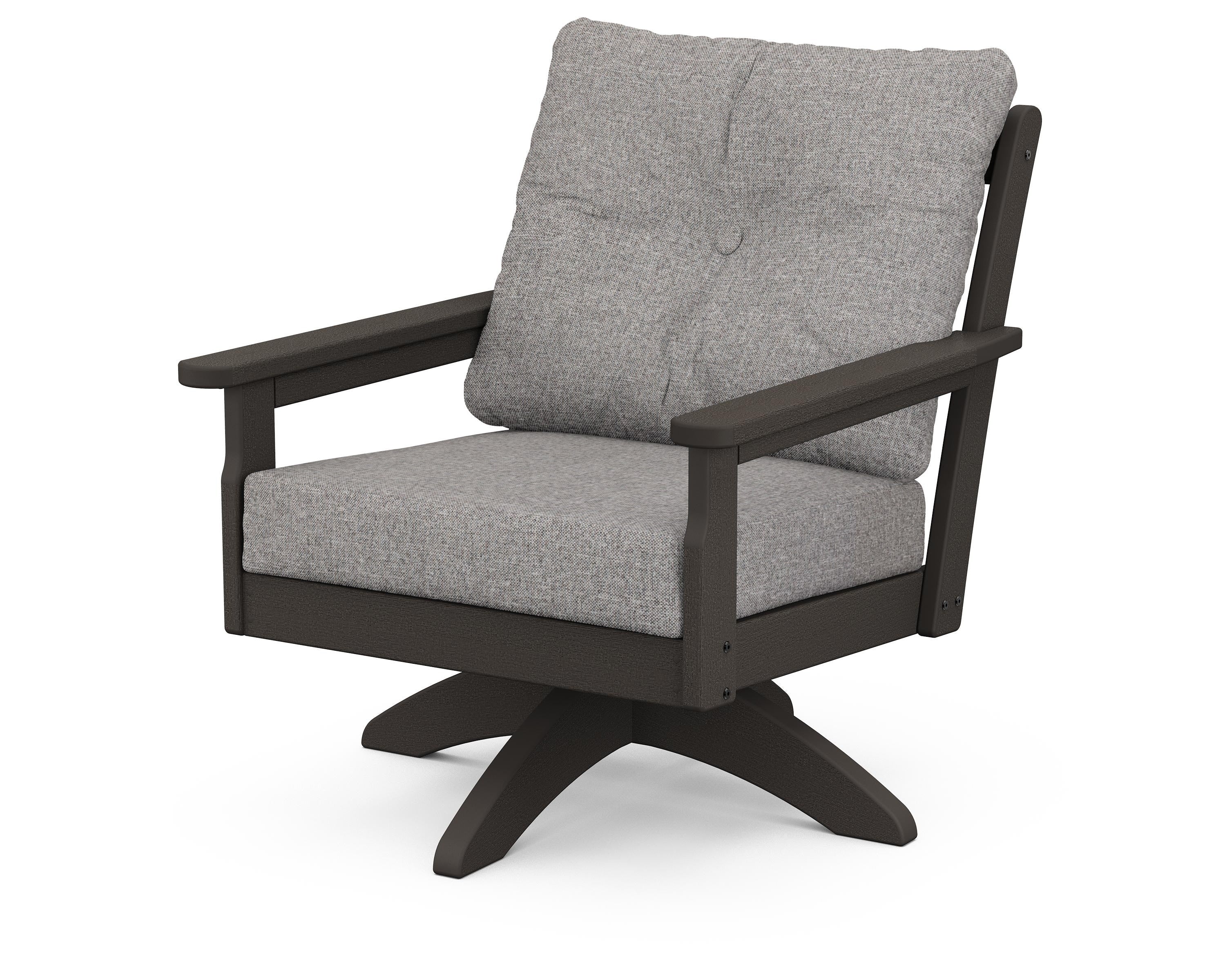 POLYWOOD® Vineyard Deep Seating Swivel Chair in Vintage Coffee / Grey Mist