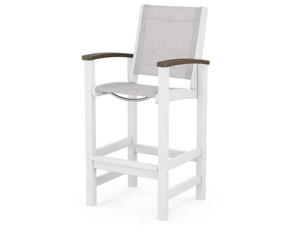 POLYWOOD® Coastal Bar Chair in White / Kona / Parchment Sling