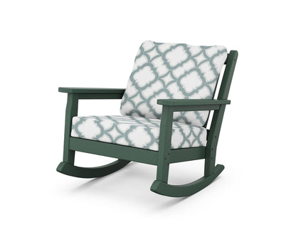 POLYWOOD® Chippendale Deep Seating Rocking Chair in Green / Trellis Glacier Spa