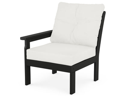 POLYWOOD® Vineyard Modular Left Arm Chair in Black / Natural Linen
