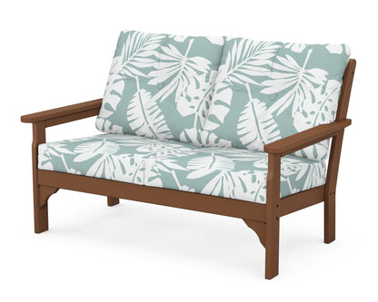 POLYWOOD® Vineyard Deep Seating Loveseat in Teak / Leaf Glacier Spa
