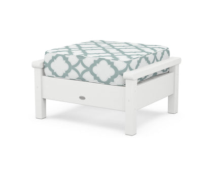 POLYWOOD® Harbour Deep Seating Ottoman in White / Trellis Glacier Spa