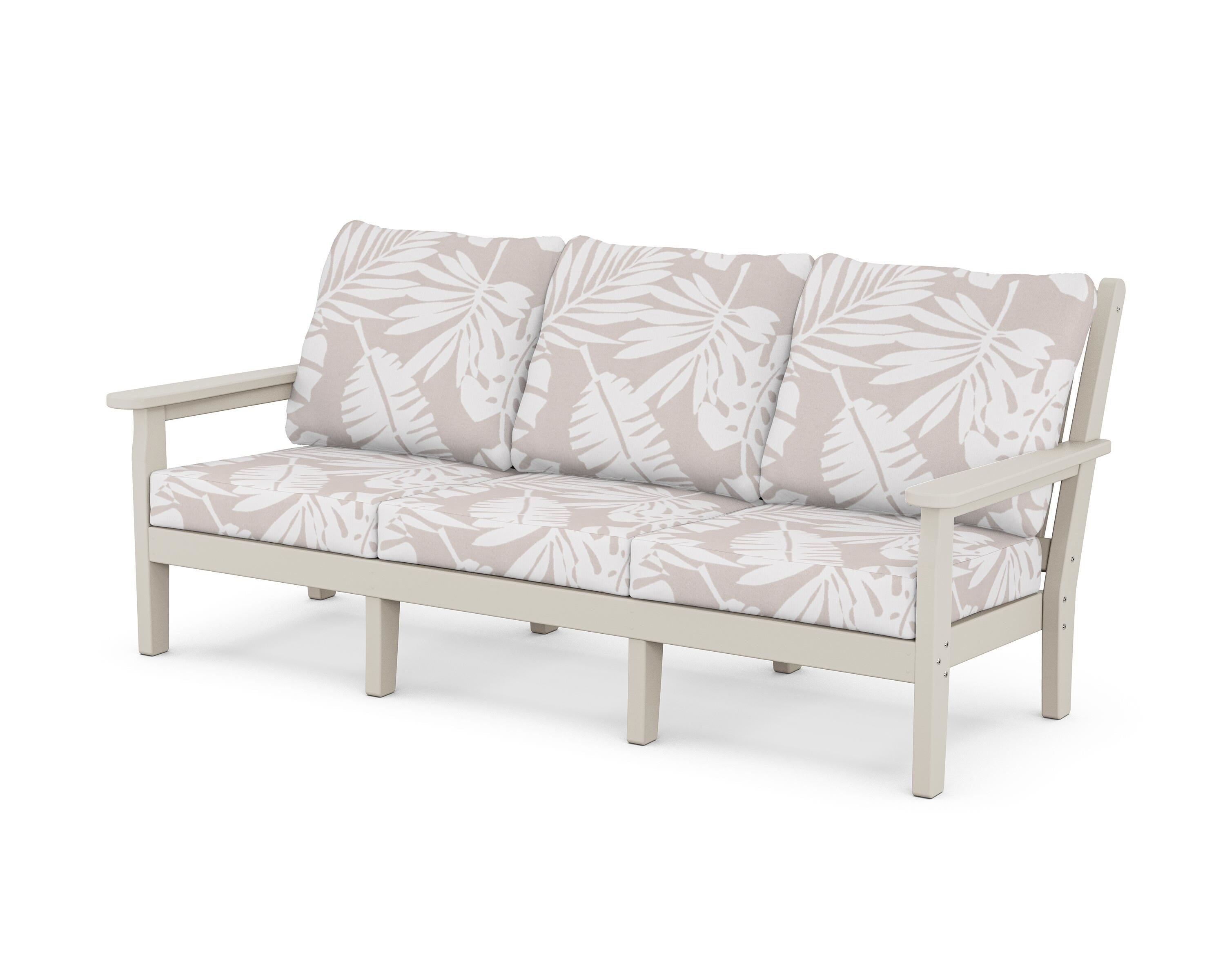 POLYWOOD® Chippendale Deep Seating Sofa in Sand / Leaf Dune Burlap