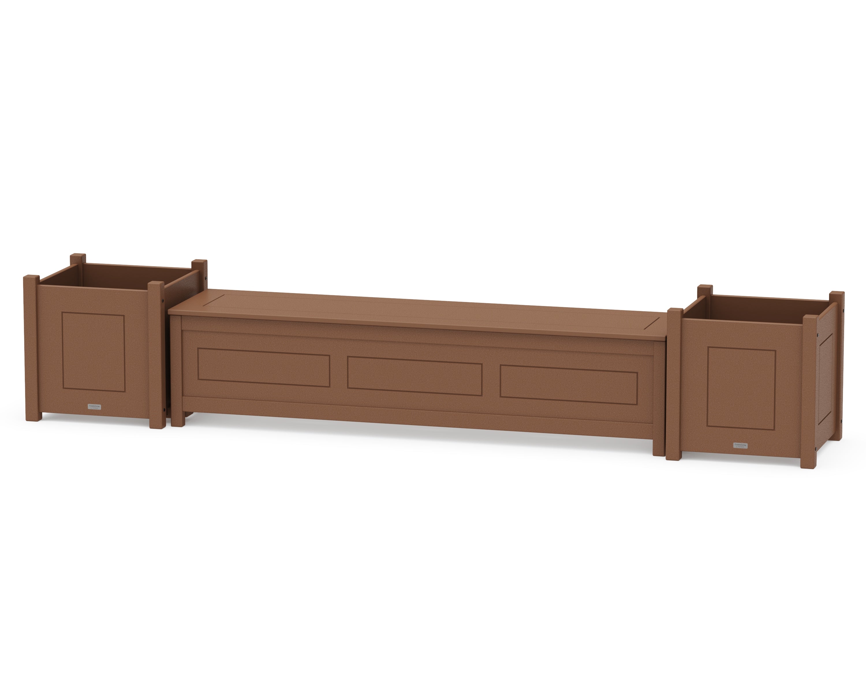 Country Living 72" Country Living Straight Planter Storage Bench Set- Large in Teak