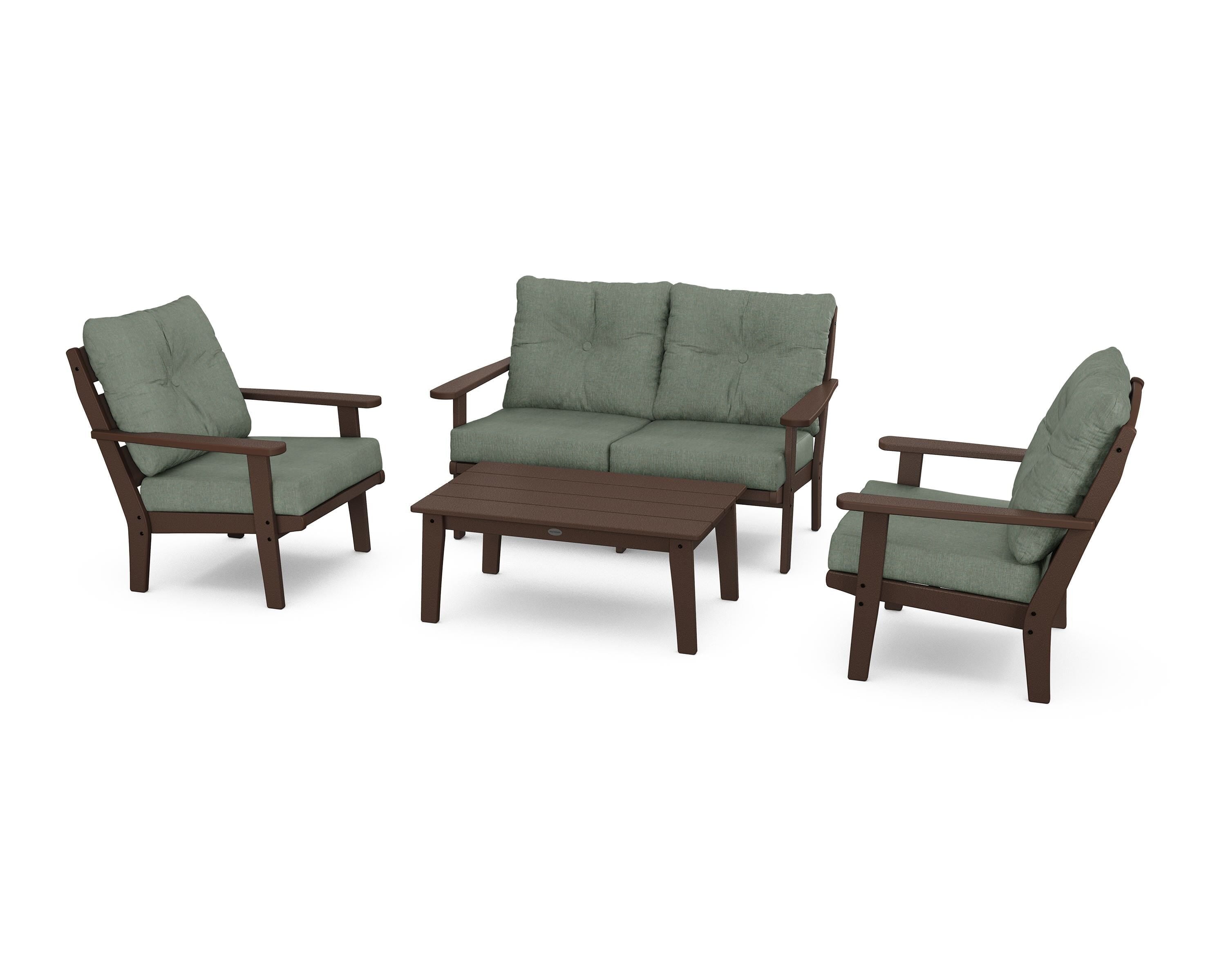POLYWOOD® Lakeside 4-Piece Deep Seating Set in Mahogany / Cast Sage