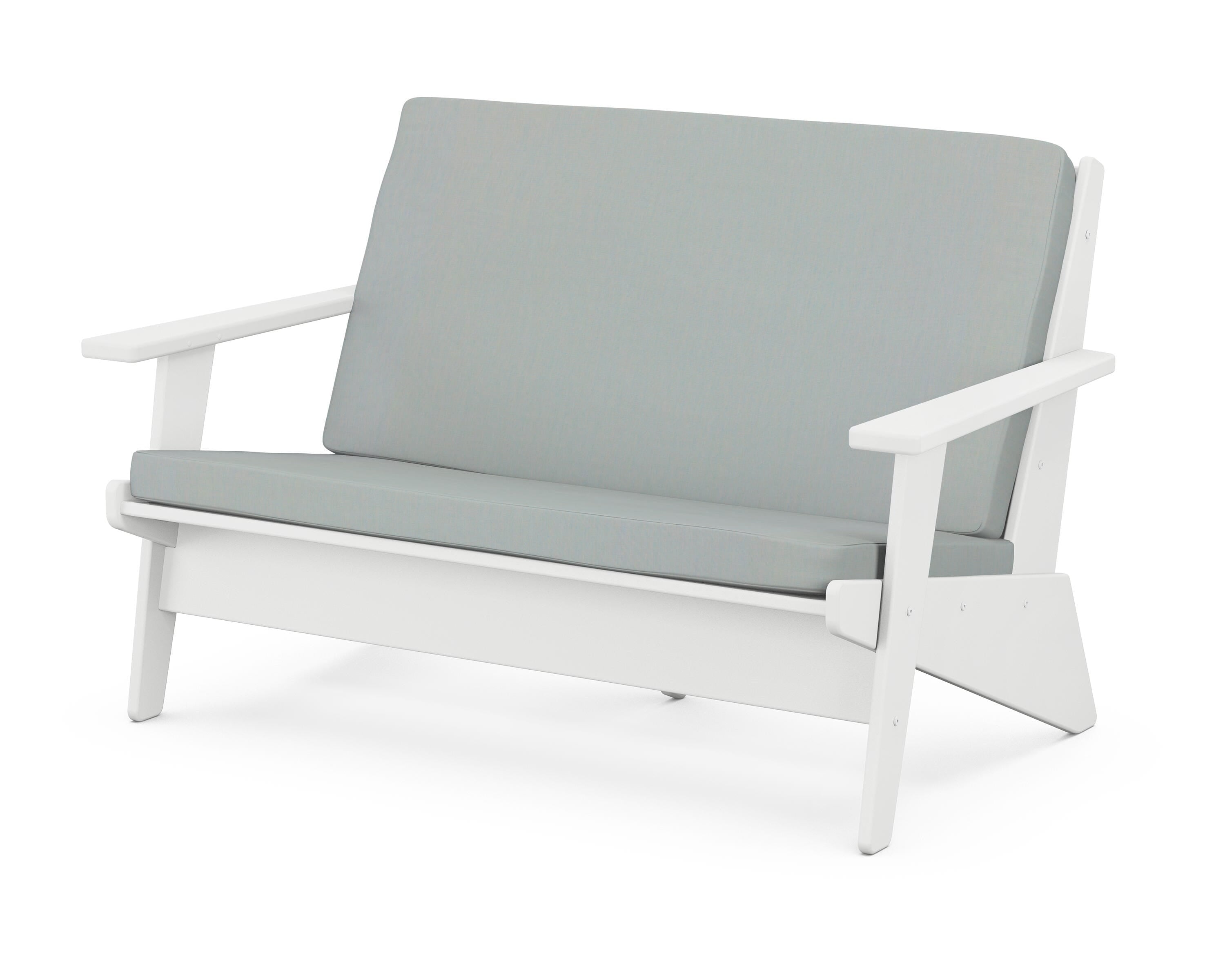 POLYWOOD® Riviera Modern Lounge Loveseat in White / Spa