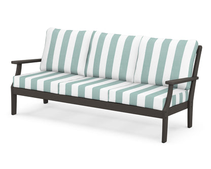 POLYWOOD® Braxton Deep Seating Sofa in Vintage Coffee / Cabana Stripe Glacier Spa
