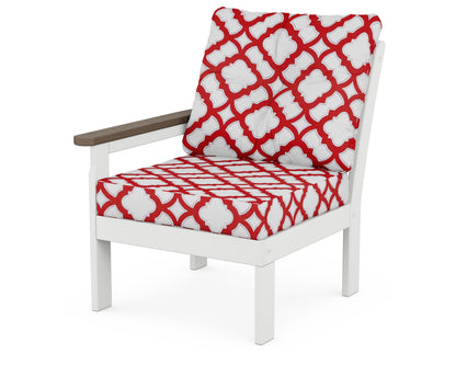 POLYWOOD® Vineyard Modular Left Arm Chair in White / Kona / Trellis Crimson