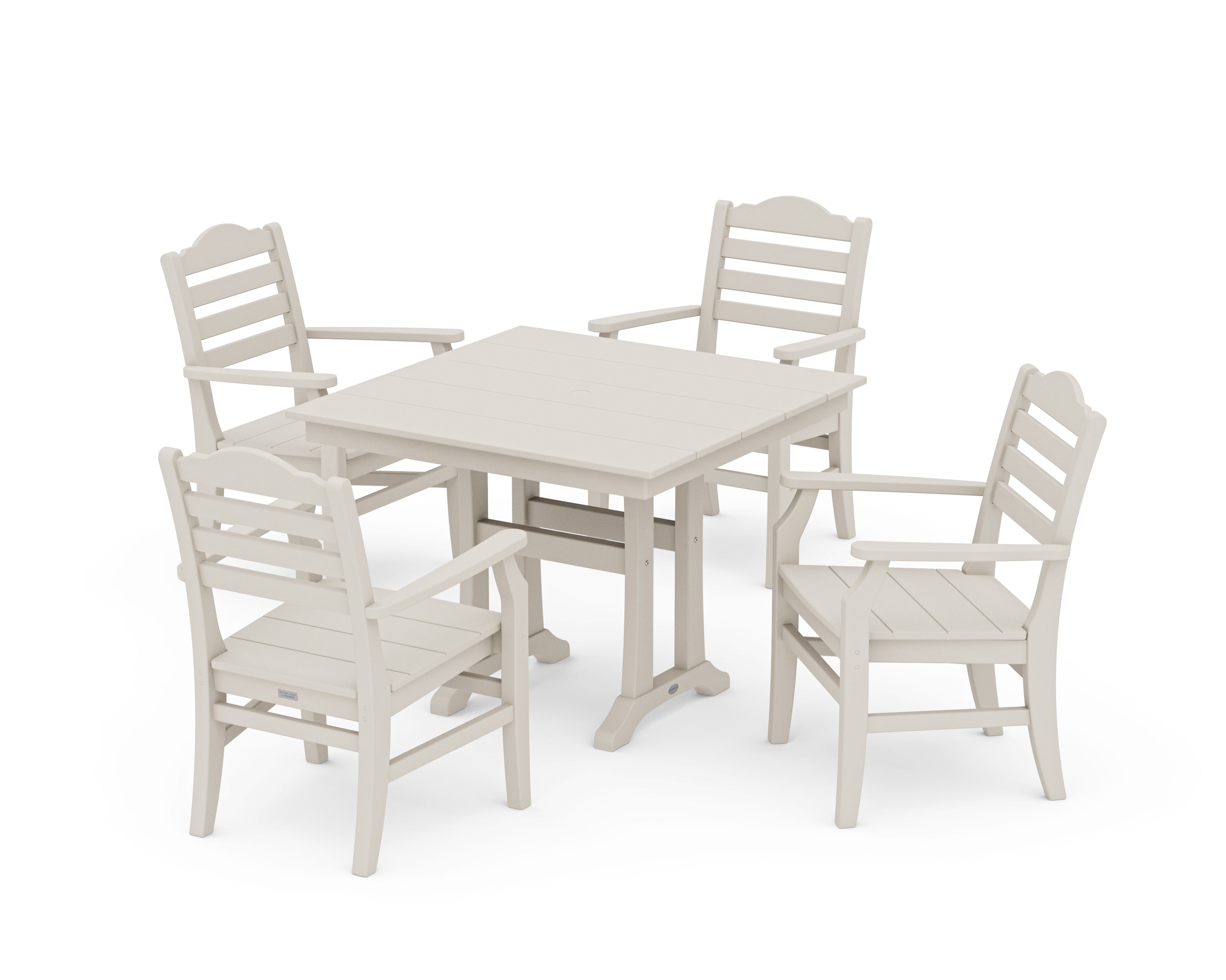 POLYWOOD® Savannah 5-Piece Farmhouse Dining Set with Trestle Legs in Sand