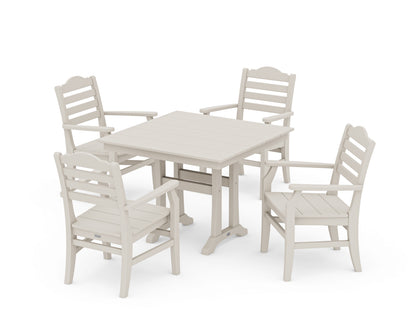POLYWOOD® Savannah 5-Piece Farmhouse Dining Set with Trestle Legs in Sand