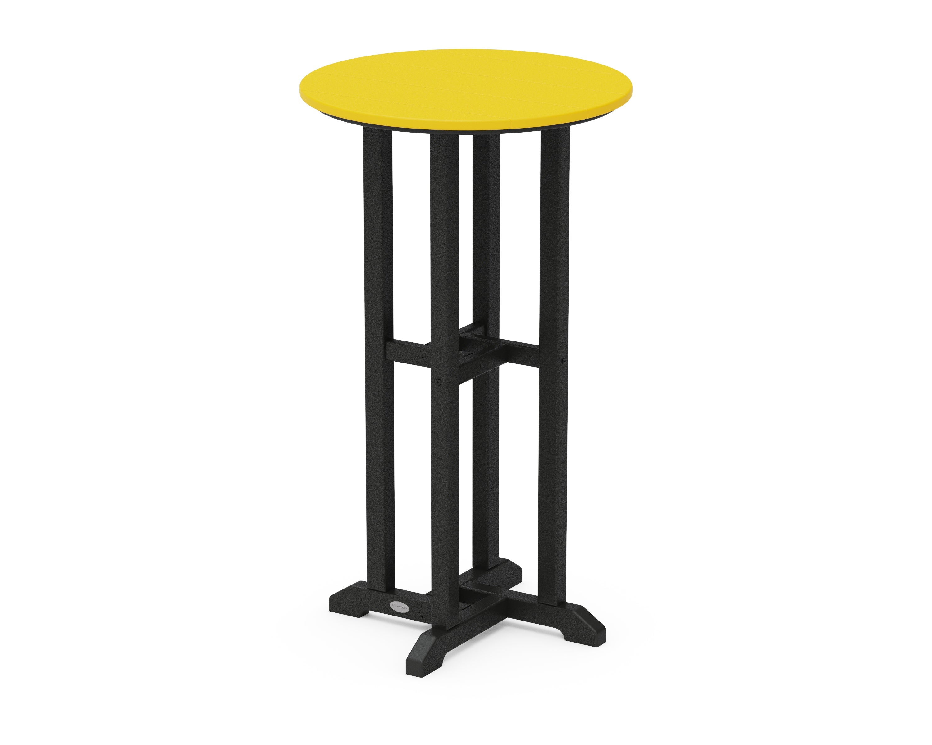 POLYWOOD® Contempo 24" Round Bar Table in Black / Lemon
