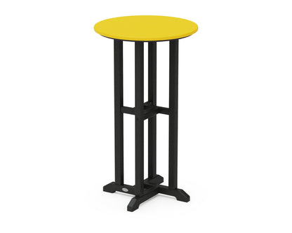 POLYWOOD® Contempo 24" Round Bar Table in Black / Lemon
