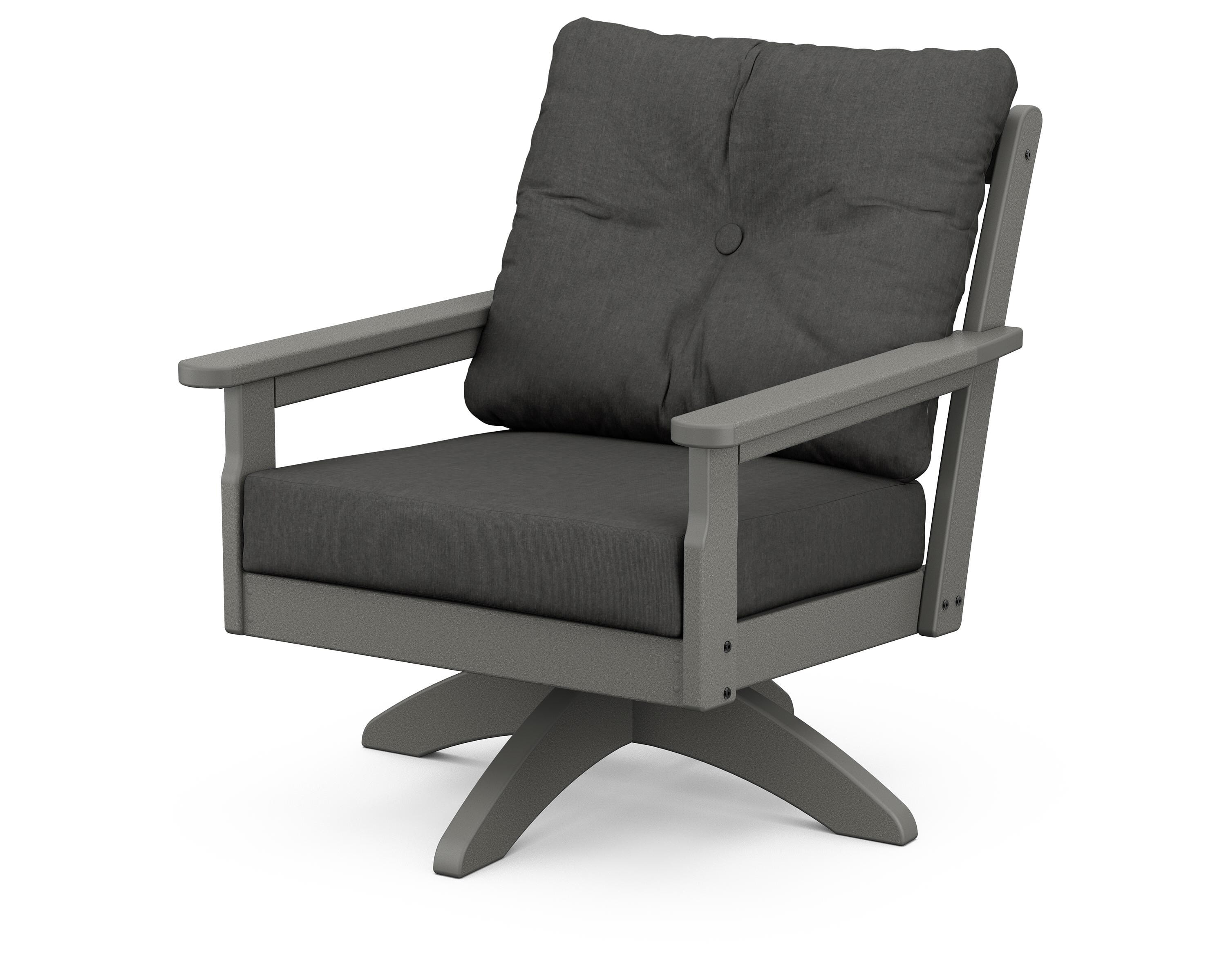 POLYWOOD® Vineyard Deep Seating Swivel Chair in Slate Grey / Spectrum Carbon