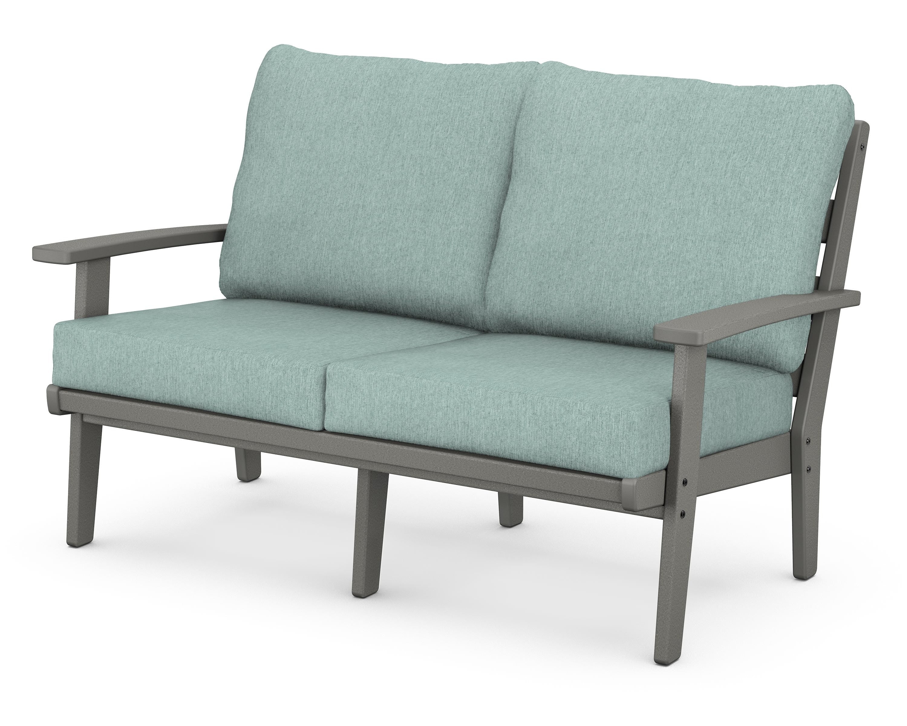 POLYWOOD® Grant Park Deep Seating Loveseat in Slate Grey / Glacier Spa