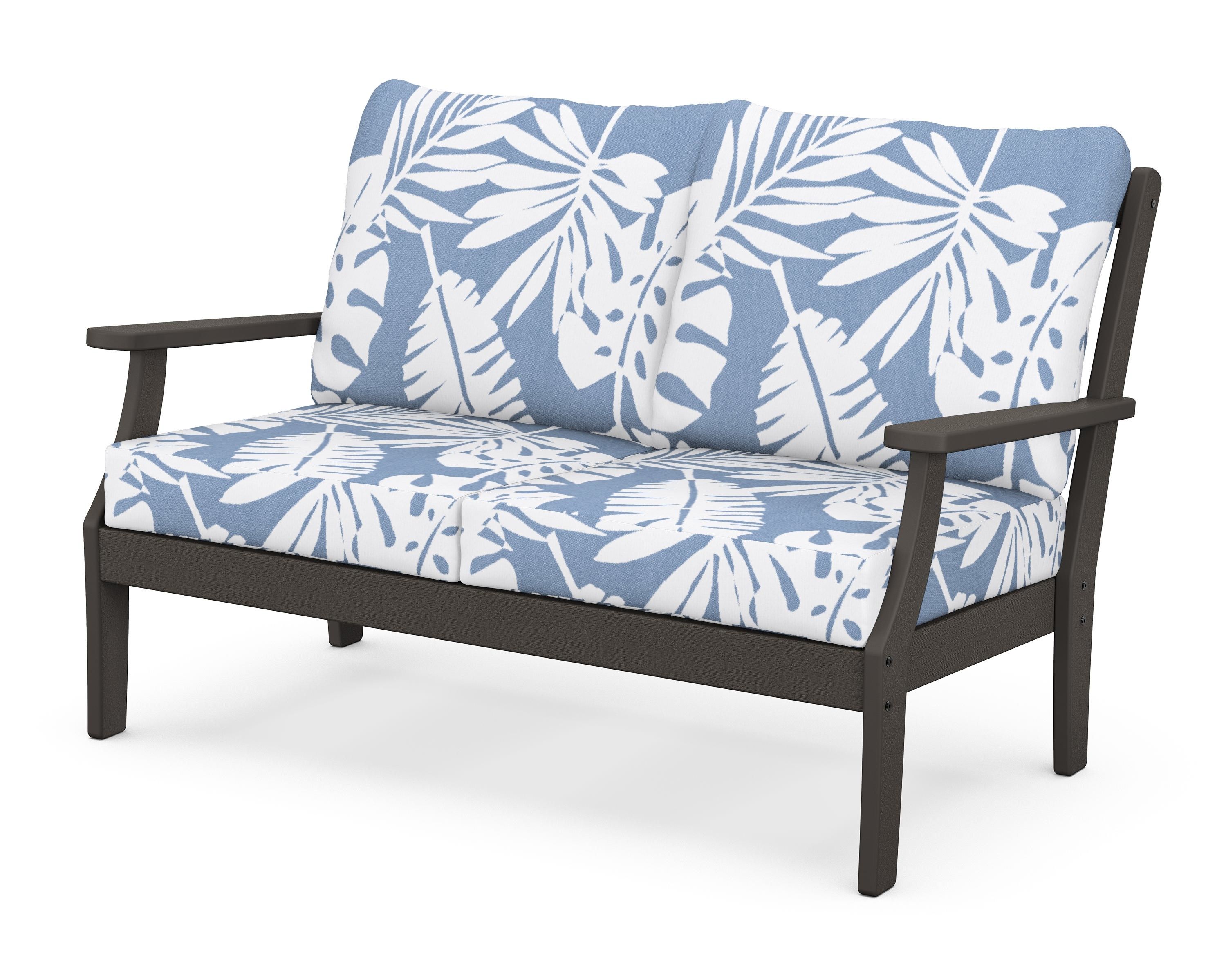 POLYWOOD® Braxton Deep Seating Loveseat in Vintage Coffee / Leaf Sky Blue