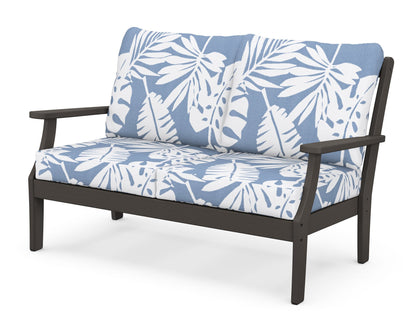 POLYWOOD® Braxton Deep Seating Loveseat in Vintage Coffee / Leaf Sky Blue