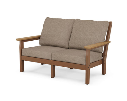 POLYWOOD® Chippendale Deep Seating Loveseat in Teak / Natural / Spiced Burlap