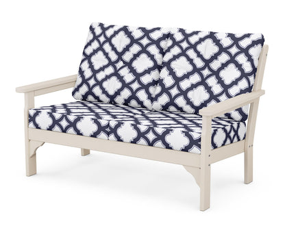 POLYWOOD® Vineyard Deep Seating Loveseat in Sand / Trellis Navy