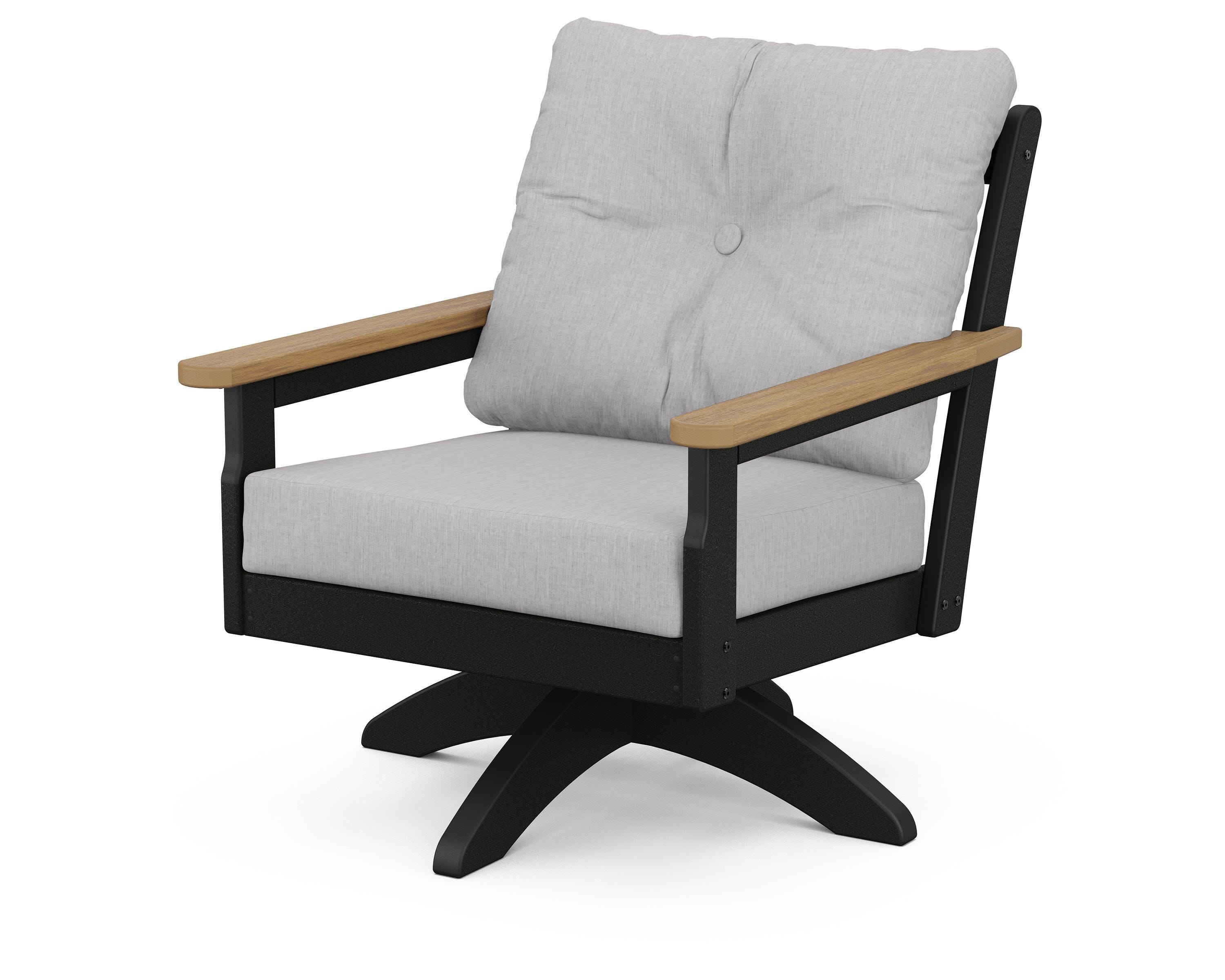 POLYWOOD® Vineyard Deep Seating Swivel Chair in Black / Natural / Granite
