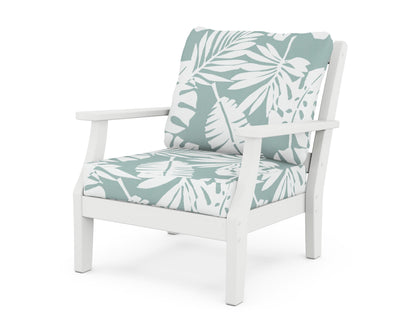 Martha Stewart by POLYWOOD® Chinoiserie Deep Seating Chair in White / Leaf Glacier Spa