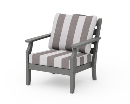 Draper James™ by  POLYWOOD® Savannah Deep Seating Chair in Slate Grey / Cabana Stripe Grey Mist