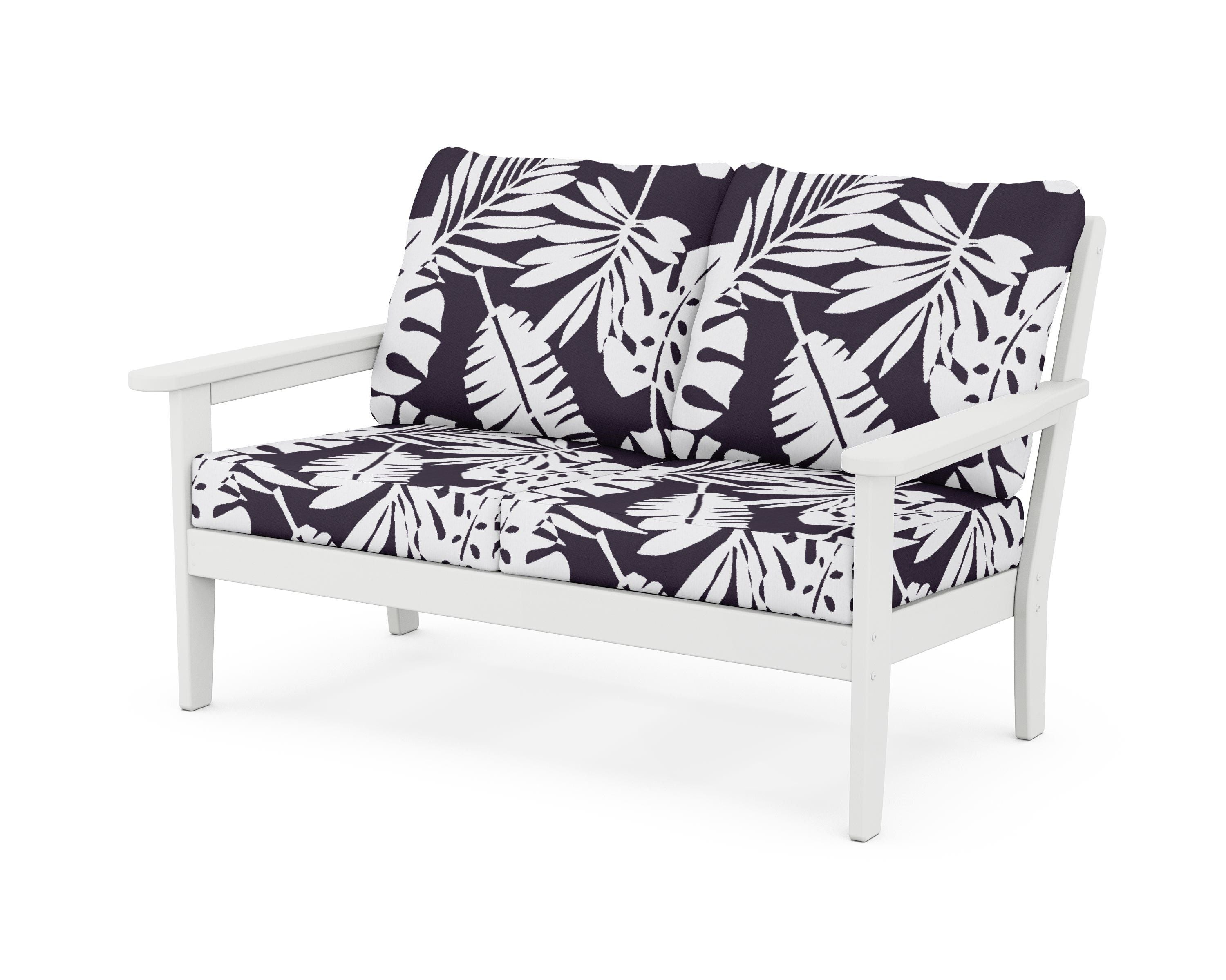 Country Living Cottage Deep Seating Loveseat in White / Leaf Navy