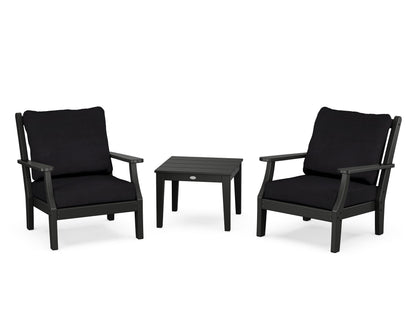 Country Living Wovendale 3-Piece Deep Seating Set in Black / Midnight Linen