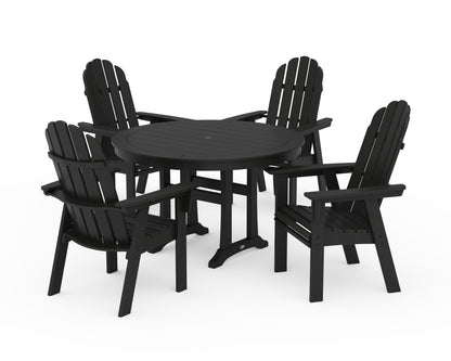 POLYWOOD® Vineyard Curveback Adirondack 5-Piece Nautical Trestle Dining Set in Black