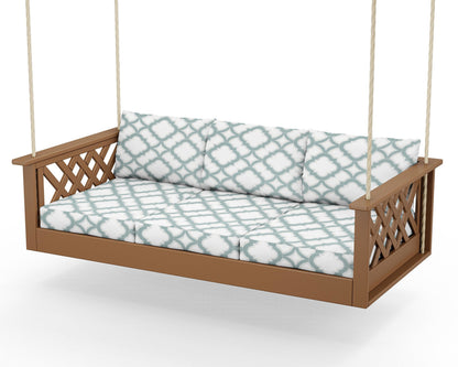 Country Living Wovendale Daybed Swing in Teak / Trellis Glacier Spa
