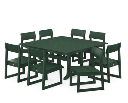 POLYWOOD® EDGE 9-Piece Farmhouse Trestle Dining Set in Green